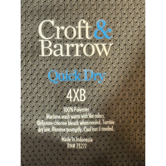 Croft & Barrow Quick Dry Mens Short Sleeve Shirt 4XB Blue Polyester Button-Down - Picture 2 of 13
